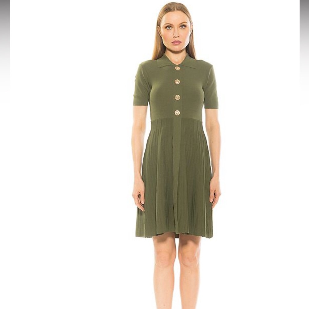 Alexia Admor Soren Knit Fit & Flare Sweater Dress size Small- Color Sage